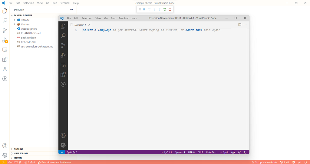 vscode debug window